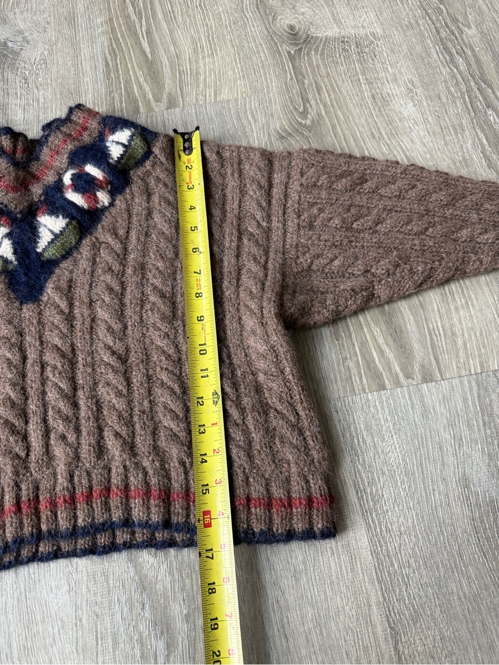 Nautical Hand Knitted Merino Wool Sweater Heavyweight Boxy Cropped Coastal - Picture 4 of 10